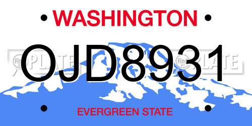 OJD8931 Washington License Plate