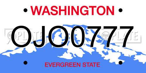 OJO0777 Washington License Plate