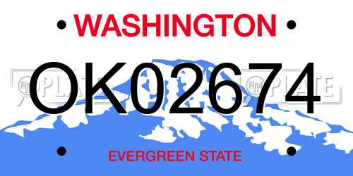 OK02674 Washington License Plate