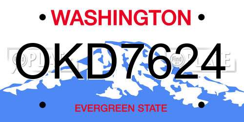 OKD7624 Washington License Plate