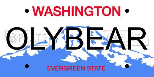 OLYBEAR Washington License Plate