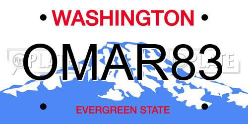 OMAR83 Washington License Plate