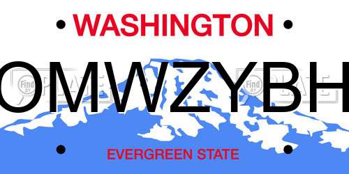 OMWZYBH Washington License Plate
