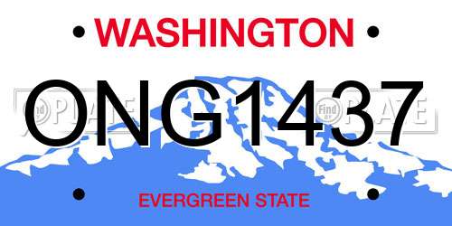 ONG1437 Washington License Plate
