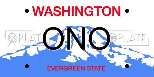 ONO Washington License Plate