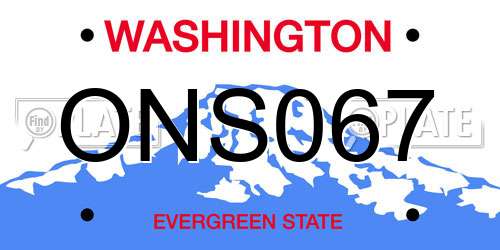 ONS067 Washington License Plate