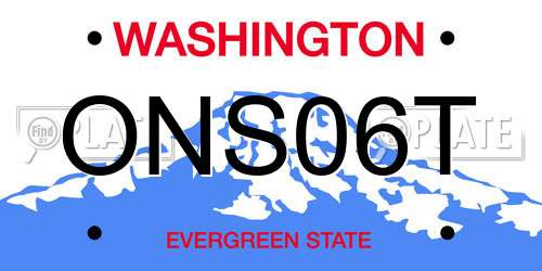 ONS06T Washington License Plate
