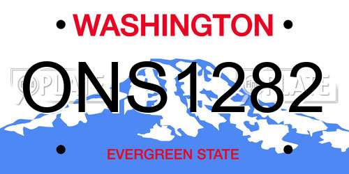 ONS1282 Washington License Plate