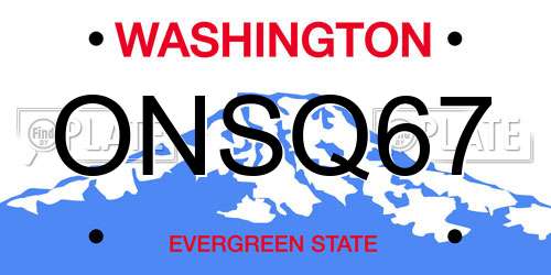 ONSQ67 Washington License Plate