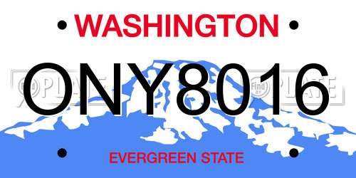 ONY8016 Washington License Plate
