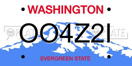 OO4Z2I Washington License Plate
