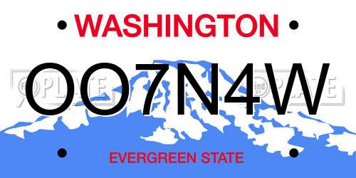 OO7N4W Washington License Plate