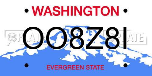 OO8Z8I Washington License Plate
