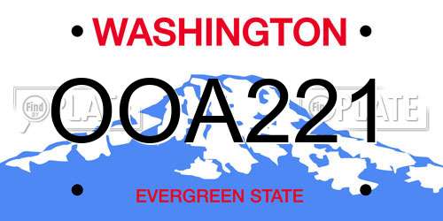 OOA221 Washington License Plate