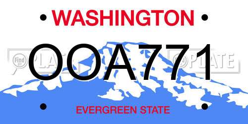 OOA771 Washington License Plate