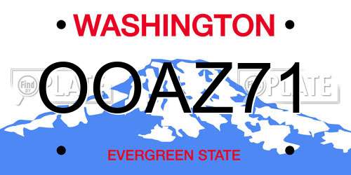 OOAZ71 Washington License Plate