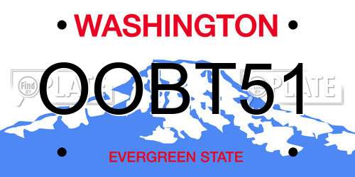 OOBT51 Washington License Plate
