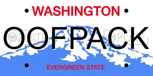 OOFPACK Washington License Plate