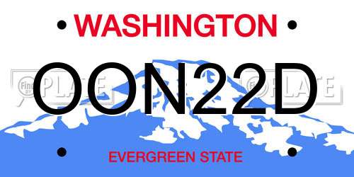 OON22D Washington License Plate