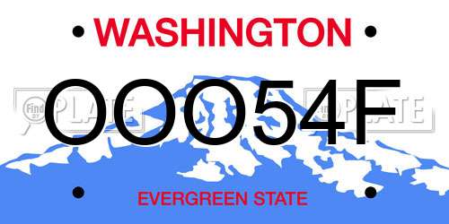 OOO54F Washington License Plate