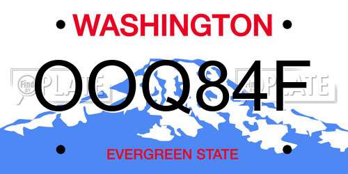 OOQ84F Washington License Plate