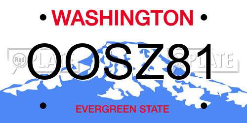 OOSZ81 Washington License Plate
