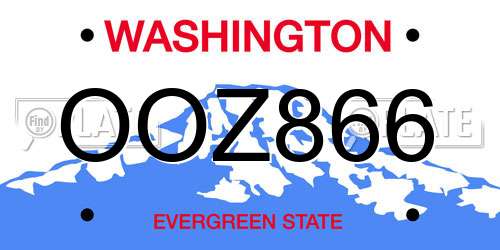 OOZ866 Washington License Plate