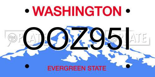 OOZ95I Washington License Plate