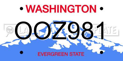 OOZ981 Washington License Plate