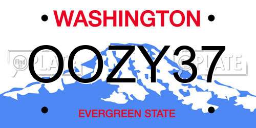 OOZY37 Washington License Plate