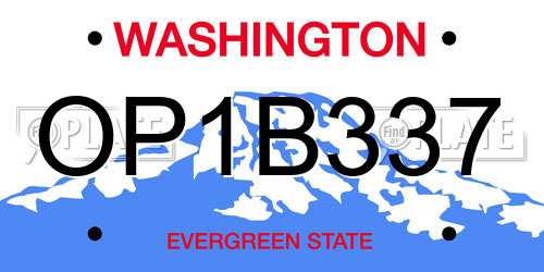 OP1B337 Washington License Plate