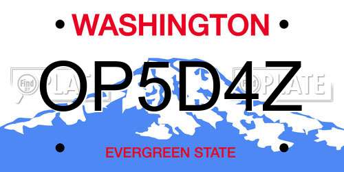 OP5D4Z Washington License Plate