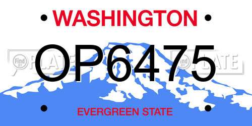 OP6475 Washington License Plate