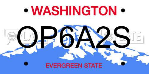 OP6A2S Washington License Plate