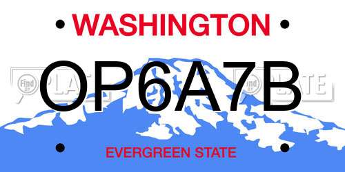 OP6A7B Washington License Plate