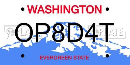 OP8D4T Washington License Plate