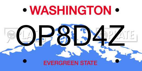 OP8D4Z Washington License Plate