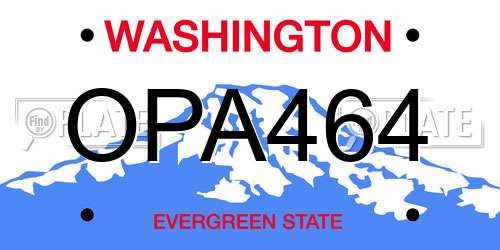 OPA464 Washington License Plate