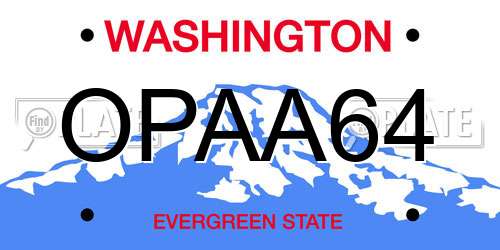 OPAA64 Washington License Plate