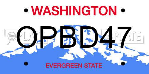 OPBD47 Washington License Plate