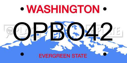 OPBO42 Washington License Plate