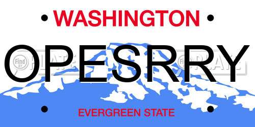 OPESRRY Washington License Plate