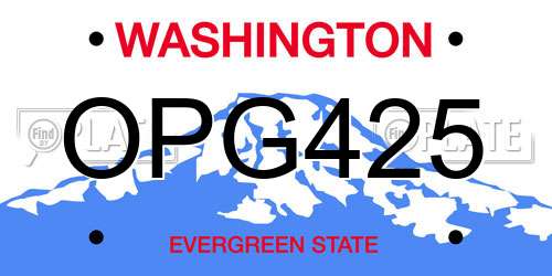OPG425 Washington License Plate