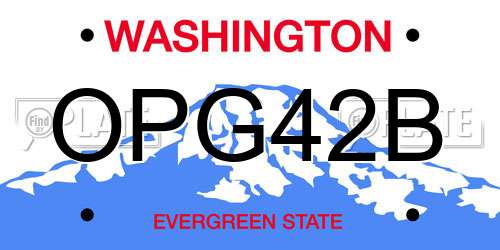 OPG42B Washington License Plate