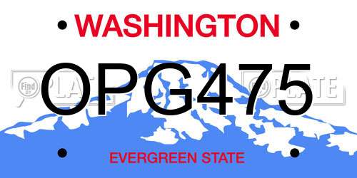 OPG475 Washington License Plate