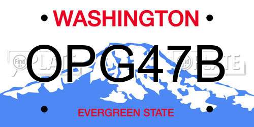 OPG47B Washington License Plate