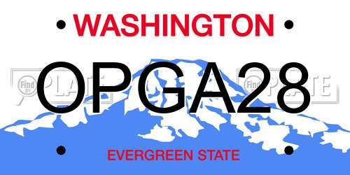 OPGA28 Washington License Plate