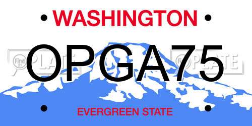 OPGA75 Washington License Plate