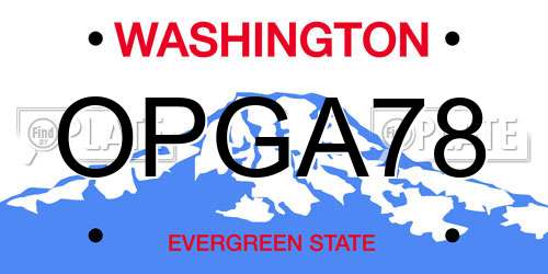 OPGA78 Washington License Plate