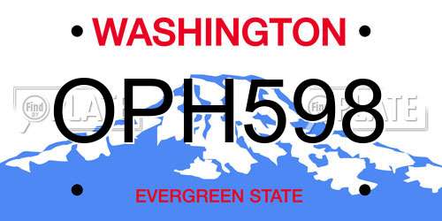 OPH598 Washington License Plate
